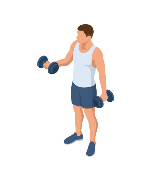 meidrix rehabilitation illustration: man with weights